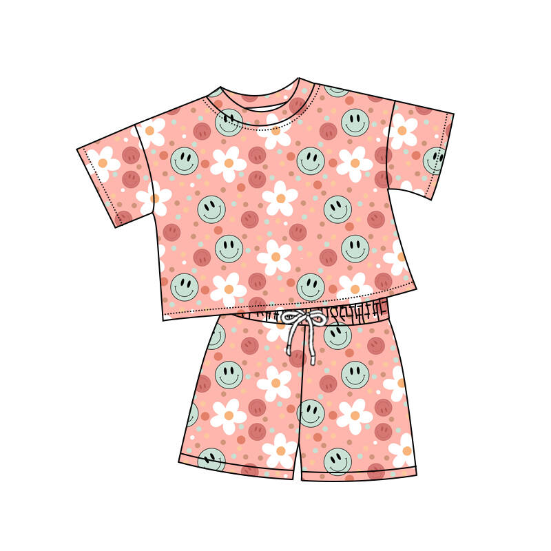 Deadline: May 20 Custom no moq baby girls pajamas sunshine Flowers sets