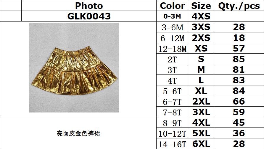RTSNO MOQ ETA 5-7DAYS ARRIVED GLK0043 Glossy leather gold pants skirt