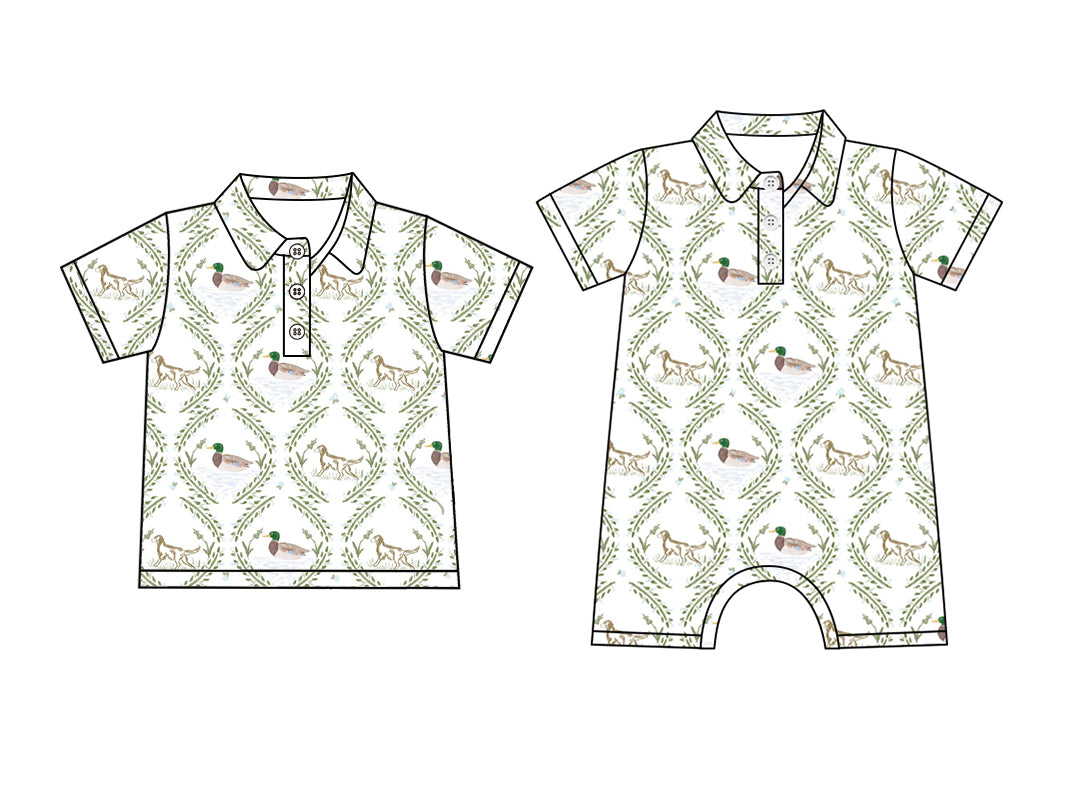 3.17 custom each style moq 5eta 4-6week Sibling Sister duck puppy baby boy rompers and top match family design