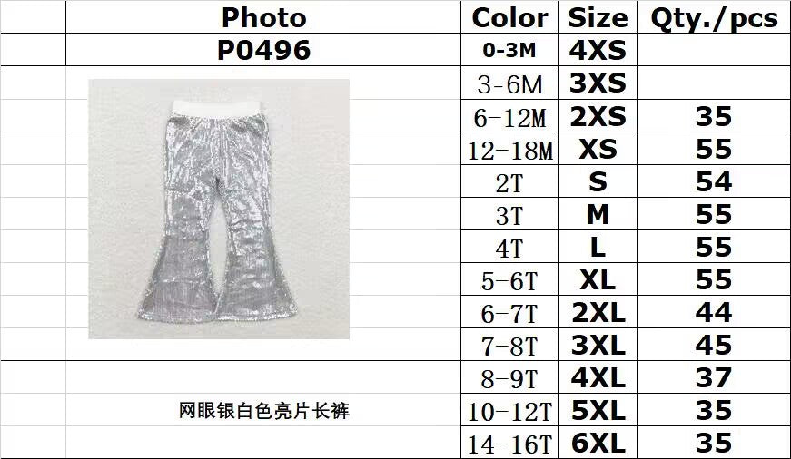 rts no moq P0496 Mesh silver and white sequined trousers