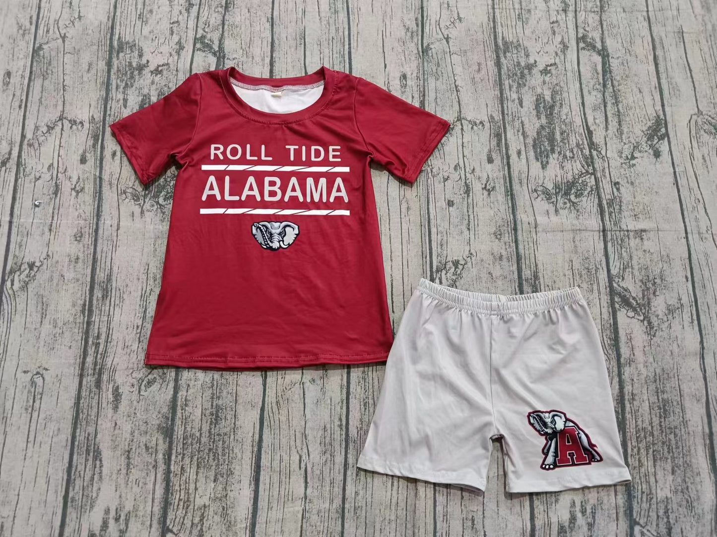 Custom moq 8 eta 6-8weeks baby boy clothes team team brick red short sleeve shorts sets-25.9.26