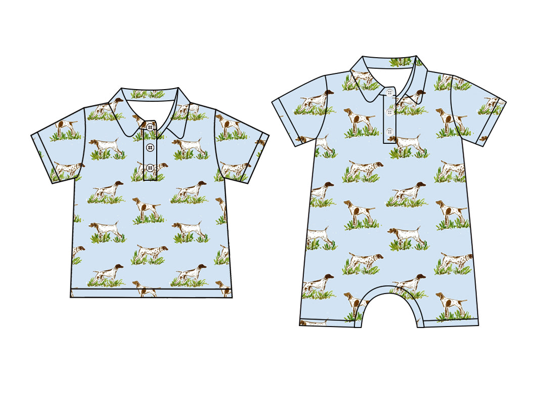 3.17 custom each style moq 5eta 4-6week Sibling Sister puppy baby boy rompers and top match family design