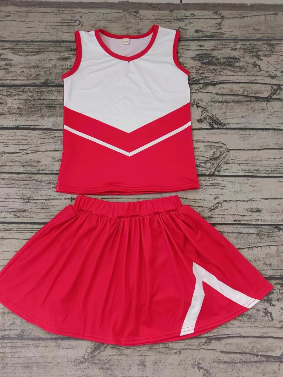 PRE ORDER Deadline July 24 custom no moq Children's boutique clothing soprt teams red short-sleeved shorts cheer sets