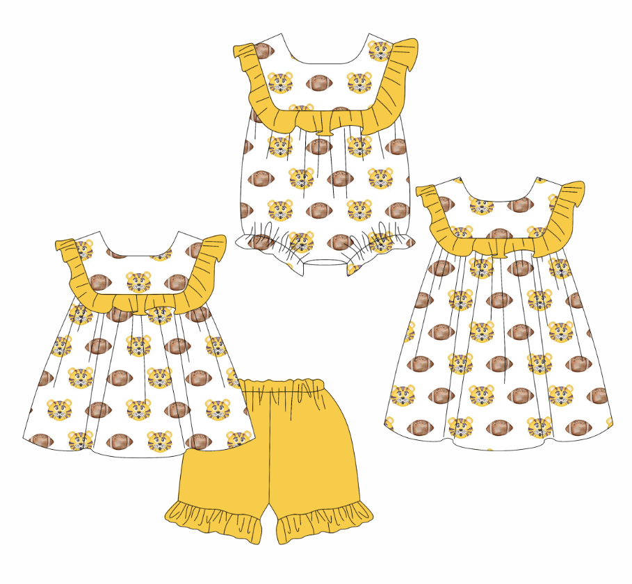 Custom summer teams baby girls clothes sets dress romper