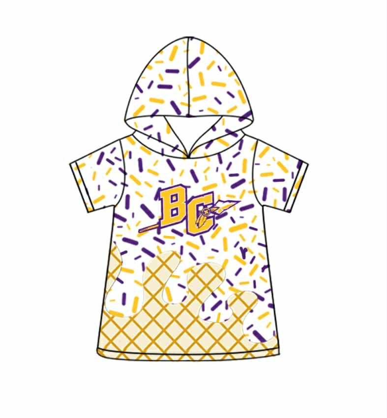 PRE ORDER Deadline August 12 close custom no moq Children's boutique clothing Purple and Yellow Short Sleeve Ice Cream Top