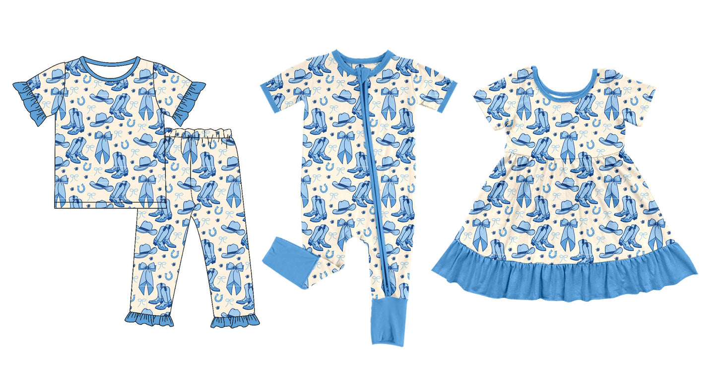 25.11.25 custom each style moq 5 eta 6-8week Sibling Sisters bow boots baby girl short sleeve pants sets 2 and dress and rompers match family design