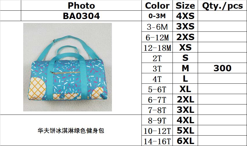 RTS NO MOQ BA0304 Waffle Ice Cream Green Gym Bag