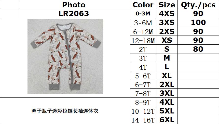 RTS NO MOQ ETA 5/7days arrived LR2063 Duck bottle camouflage zip-up long-sleeved jumpsuit