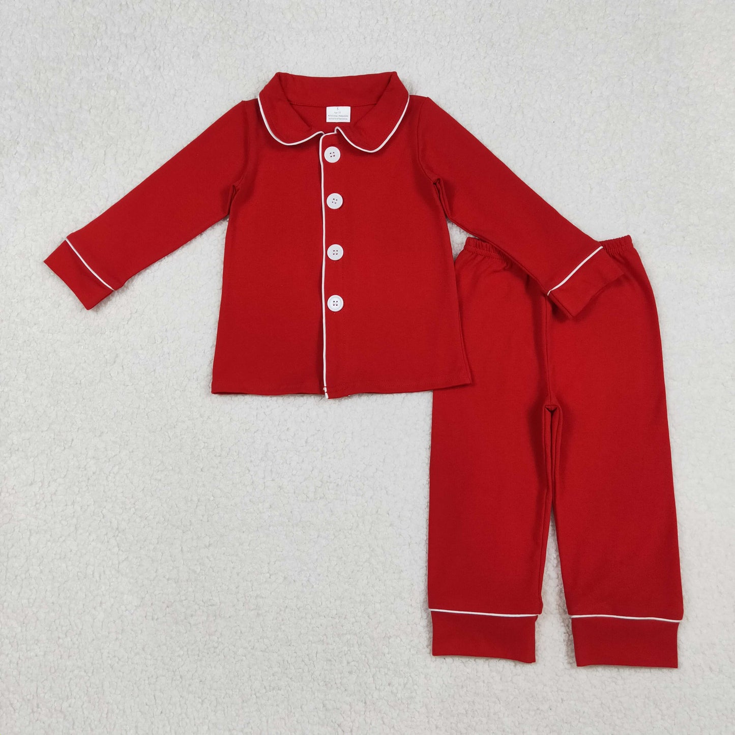 RTS NO MOQ(In Stock) BLP1267 Christmas solid red button-down long-sleeved pant suit