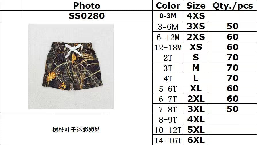rts no moq SS0280 branches and leaves camouflage shorts