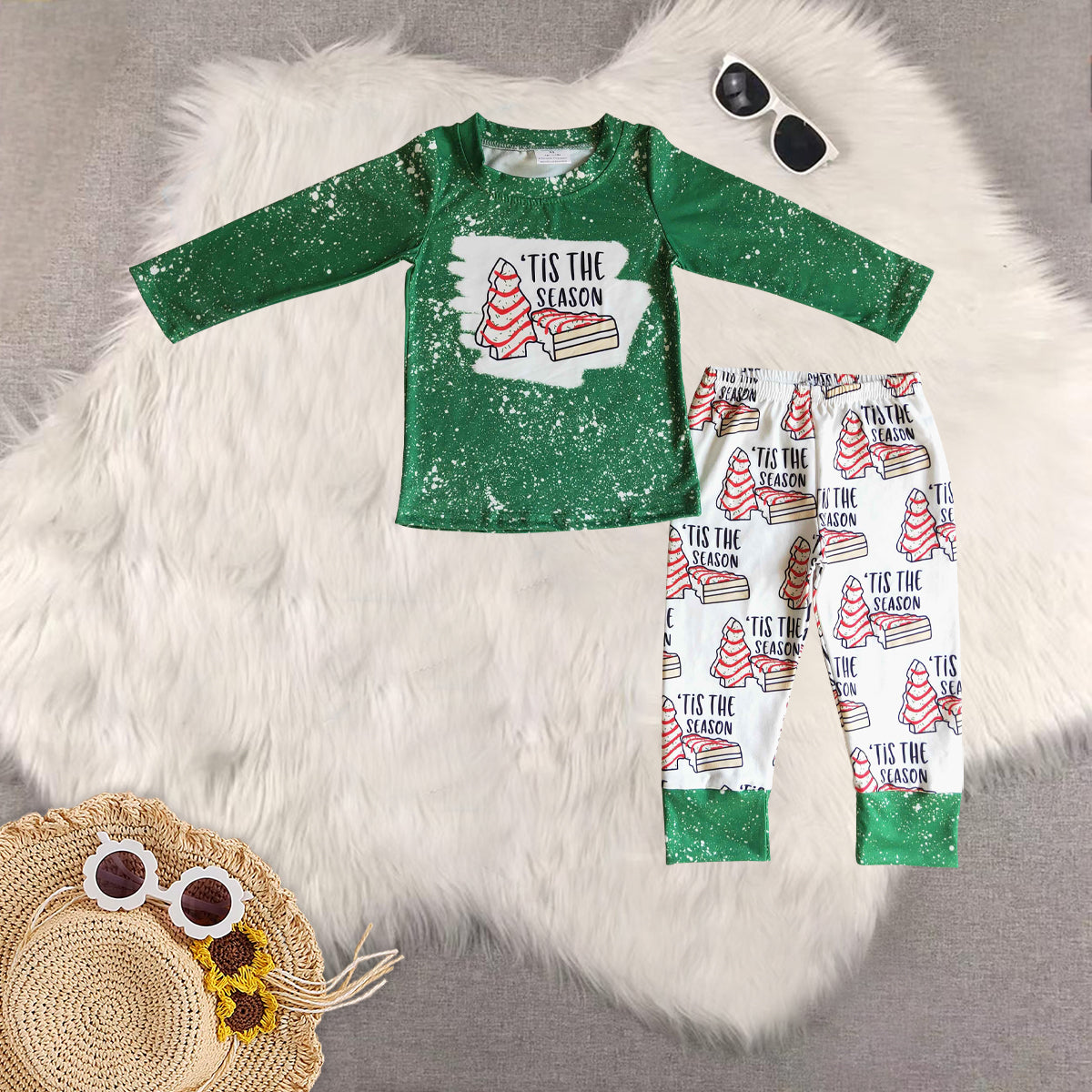 RTS NO MOQ Sibling Baby Girls Christmas Long Sleeve Pants Set