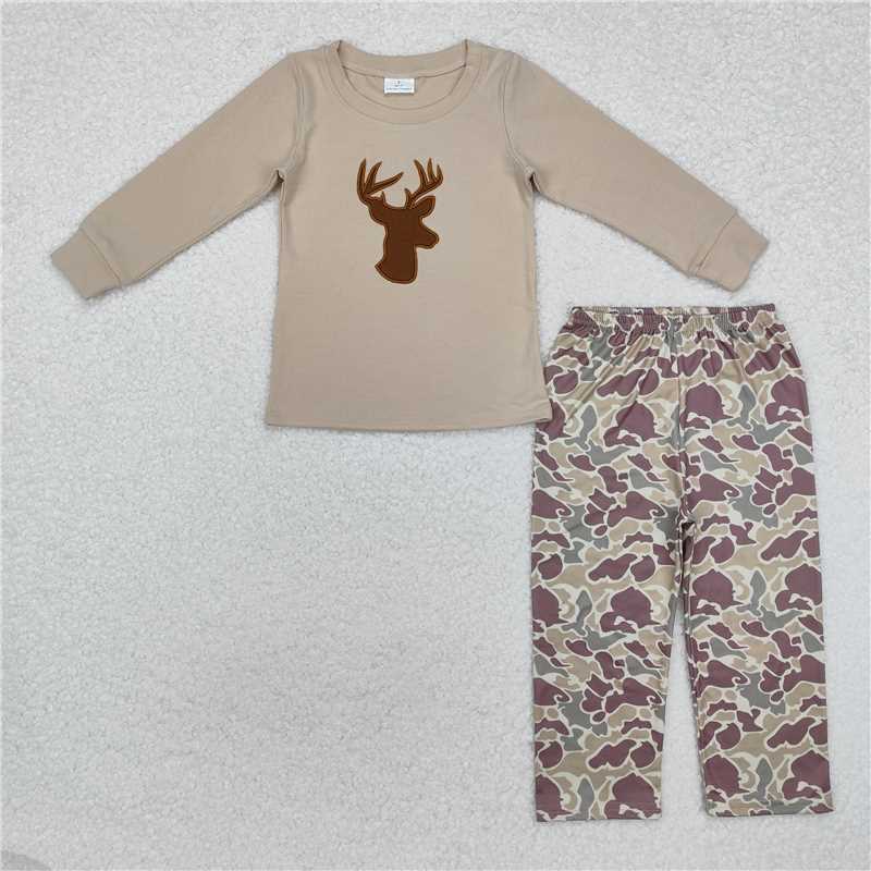 RTS NO MOQ(In Stock) BLP0530 baby boy clothes Embroidered Camouflage Long Sleeve Pants Set