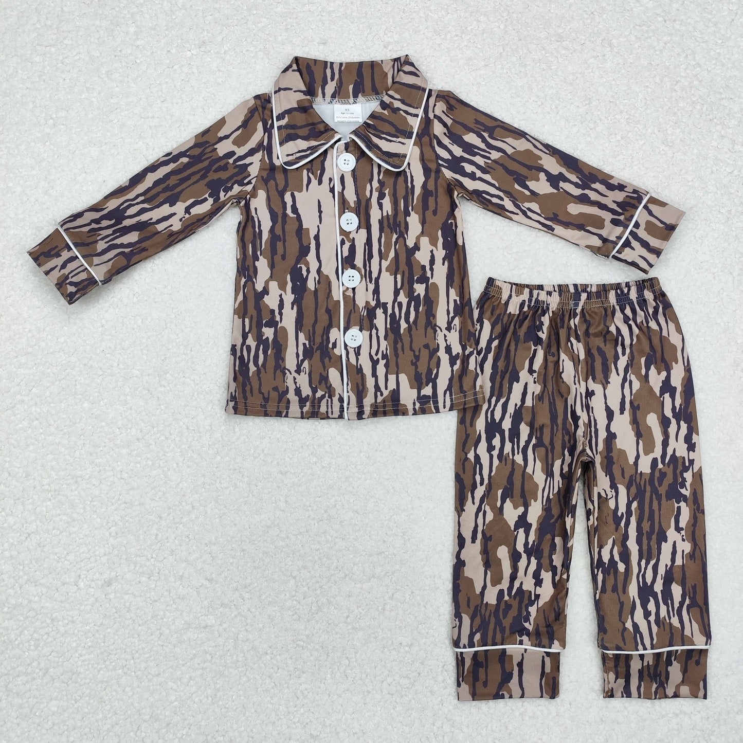 RTS NO MOQ(In Stock) Military green camouflage long-sleeved pants pajama set