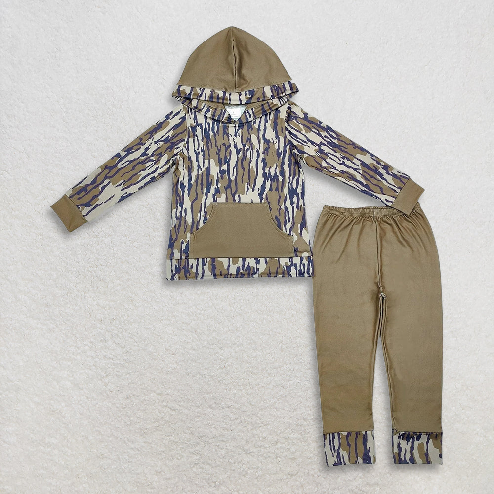 RTS NO MOQ Sibling Baby Boys clothes Camo Hooded Top Pants Clothes Sets