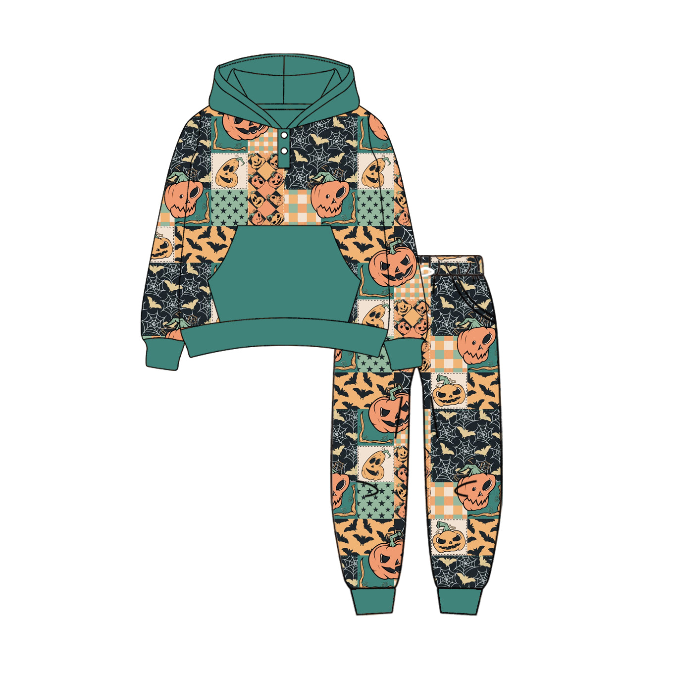 NO MOQ sales BLP1133 Pre-order baby boys clothes Halloween hooded long sleeve pants sets-2025.6.13