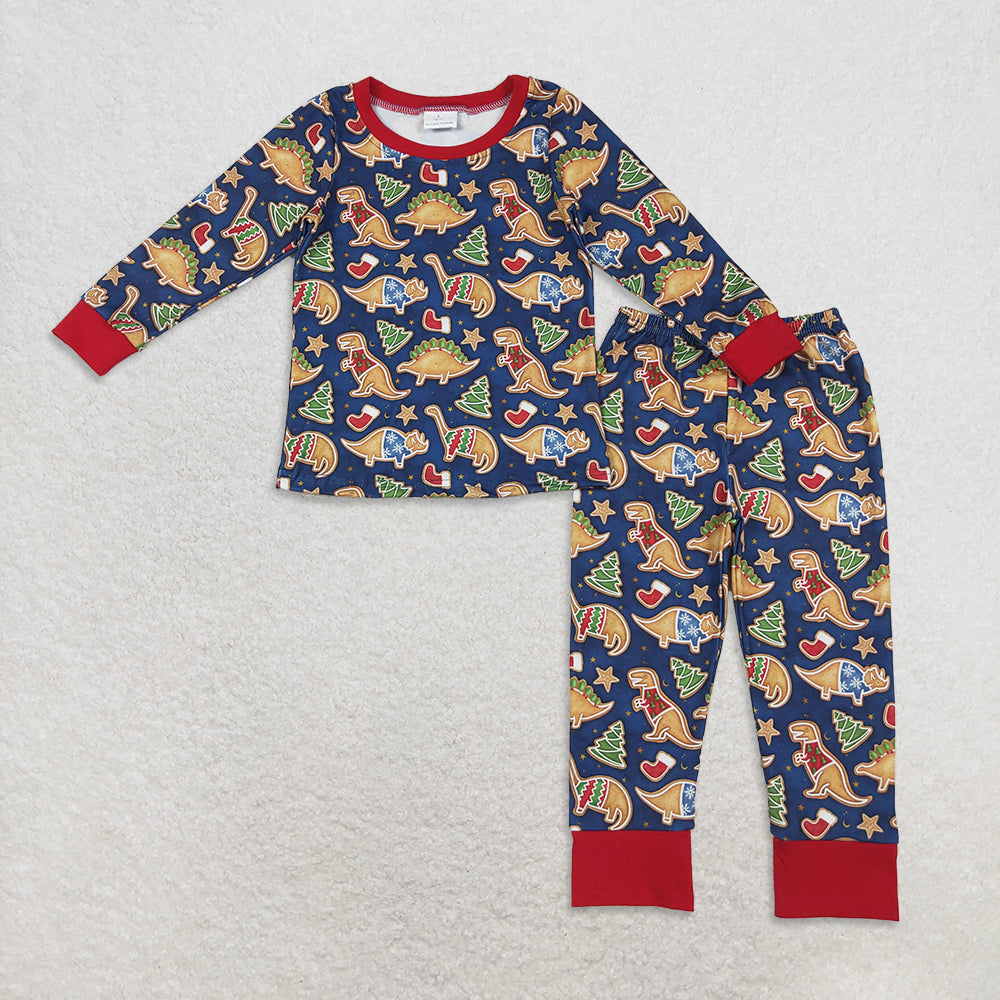RTS NO MOQ Sibling Baby boy clothes Christmas dinosaur long-sleeved trousers pajamas suits