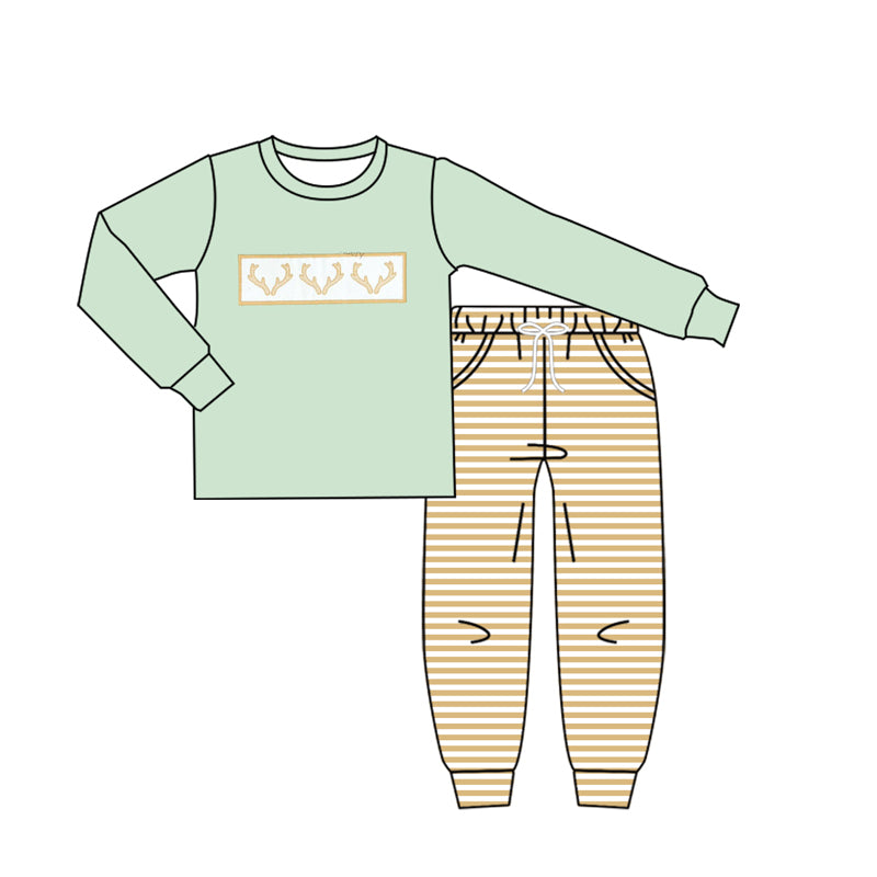 (Pre Order) No moq BLP1183 Pre-order baby boy clothes long sleeve pants sets-2025.7.18