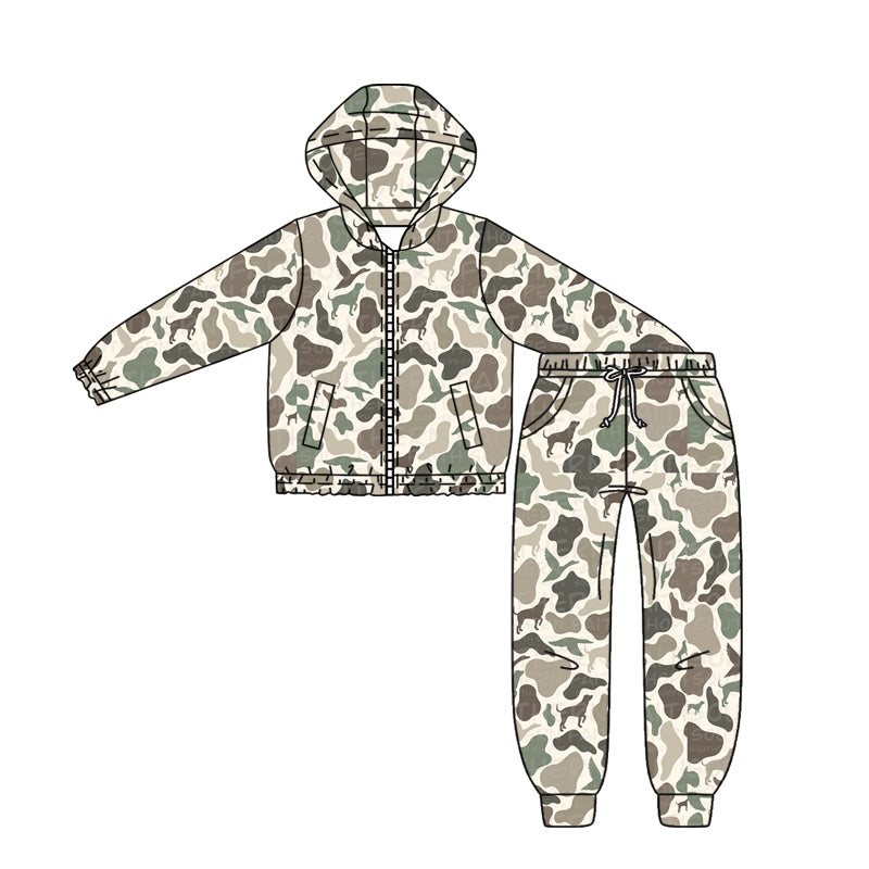 (Pre Order) No moq BLP1251 Pre-order baby boy clothes camouflage hooded long sleeve pants sets-2025.8.25