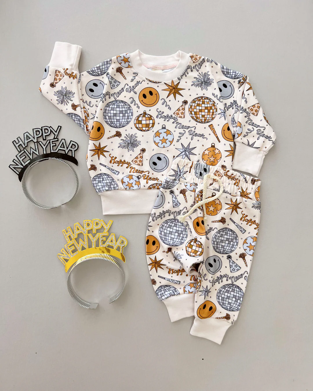 (Pre Order) No moq BLP1300 Pre-order baby boy clothes Happy new year long sleeve pants sets-2025.9.20