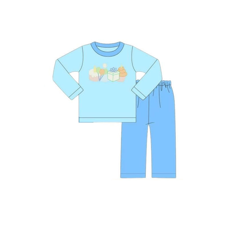 (Pre Order) No moq BLP1357 Pre-order baby boy clothes balloon gift blue long sleeve pants sets-2025.10.23