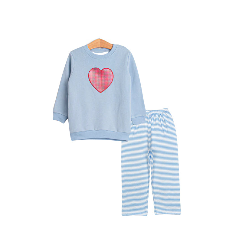 (Pre Order) No moq BLP1361 Pre-order baby boy clothes love blue long sleeve pants sets-2025.10.25