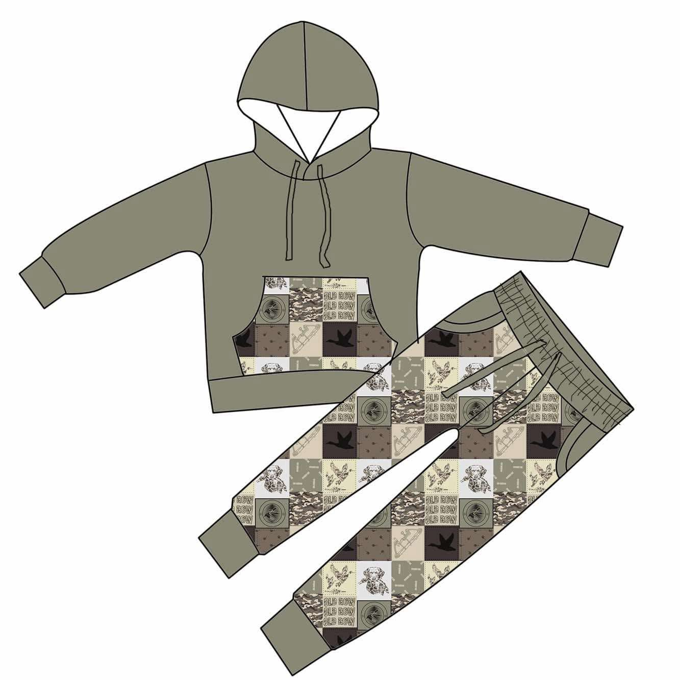 (Pre Order) No moq BLP1362 Pre-order baby boy clothes hooded long sleeve pants sets-2025.10.27