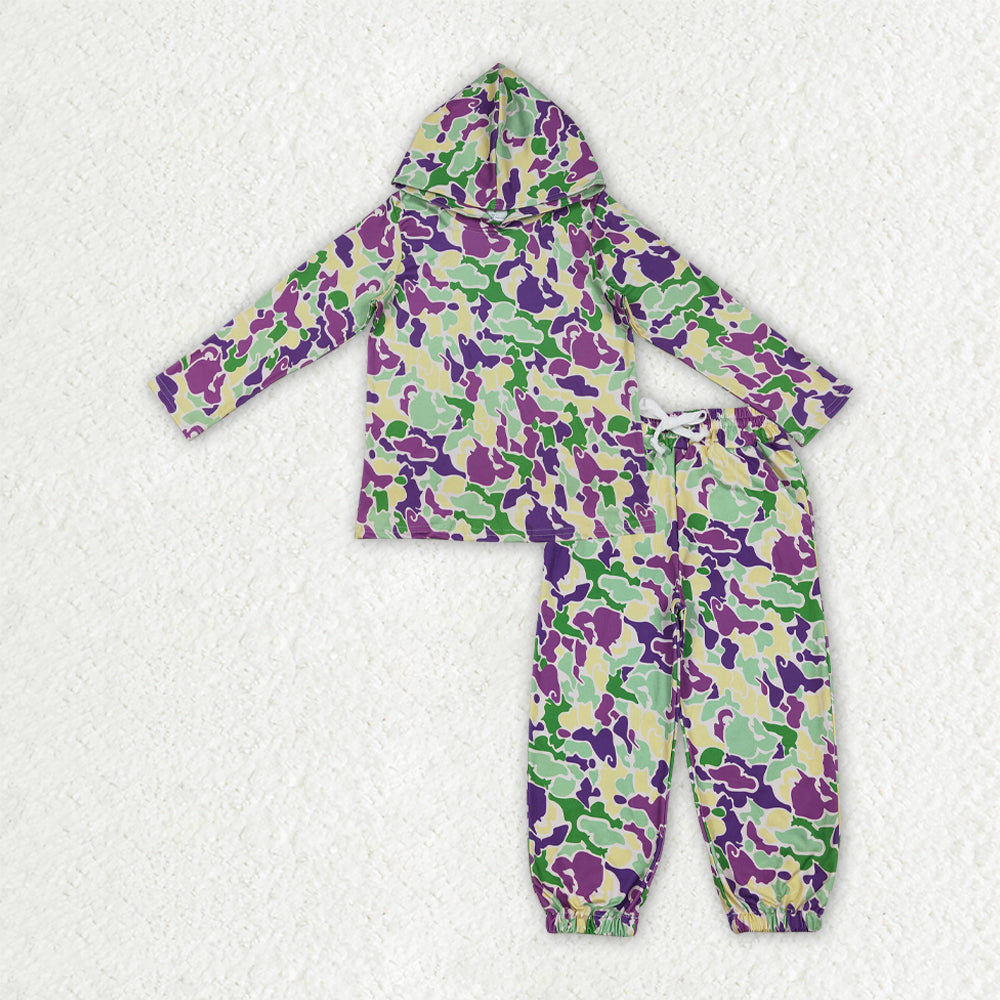 RTS NO MOQ(In Stock) baby boy clothes mardi gras hooded long sleeve pants set-BLP1381