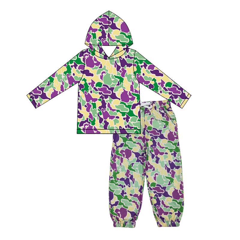 (Pre Order) No moq BLP1381 Pre-order baby boy clothes camouflage hooded long sleeve pants sets-2025.11.5