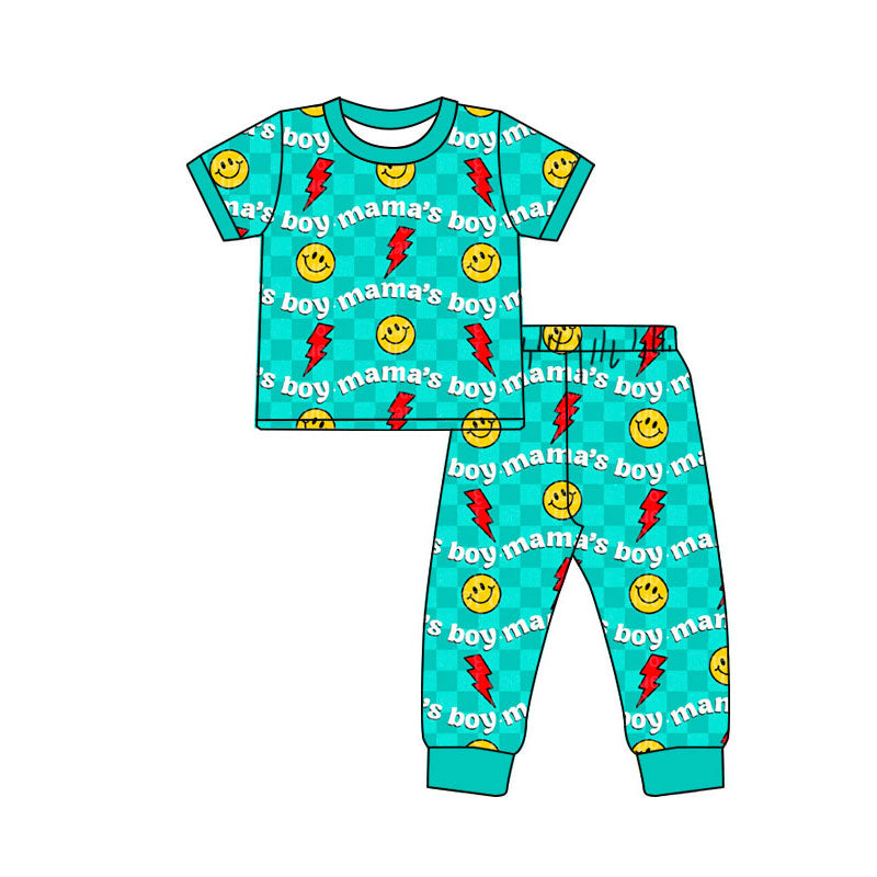 (Pre Order) No moq BSPO0593 Pre-order baby boy clothes mama boy short sleeve pants sets -2025.9.18