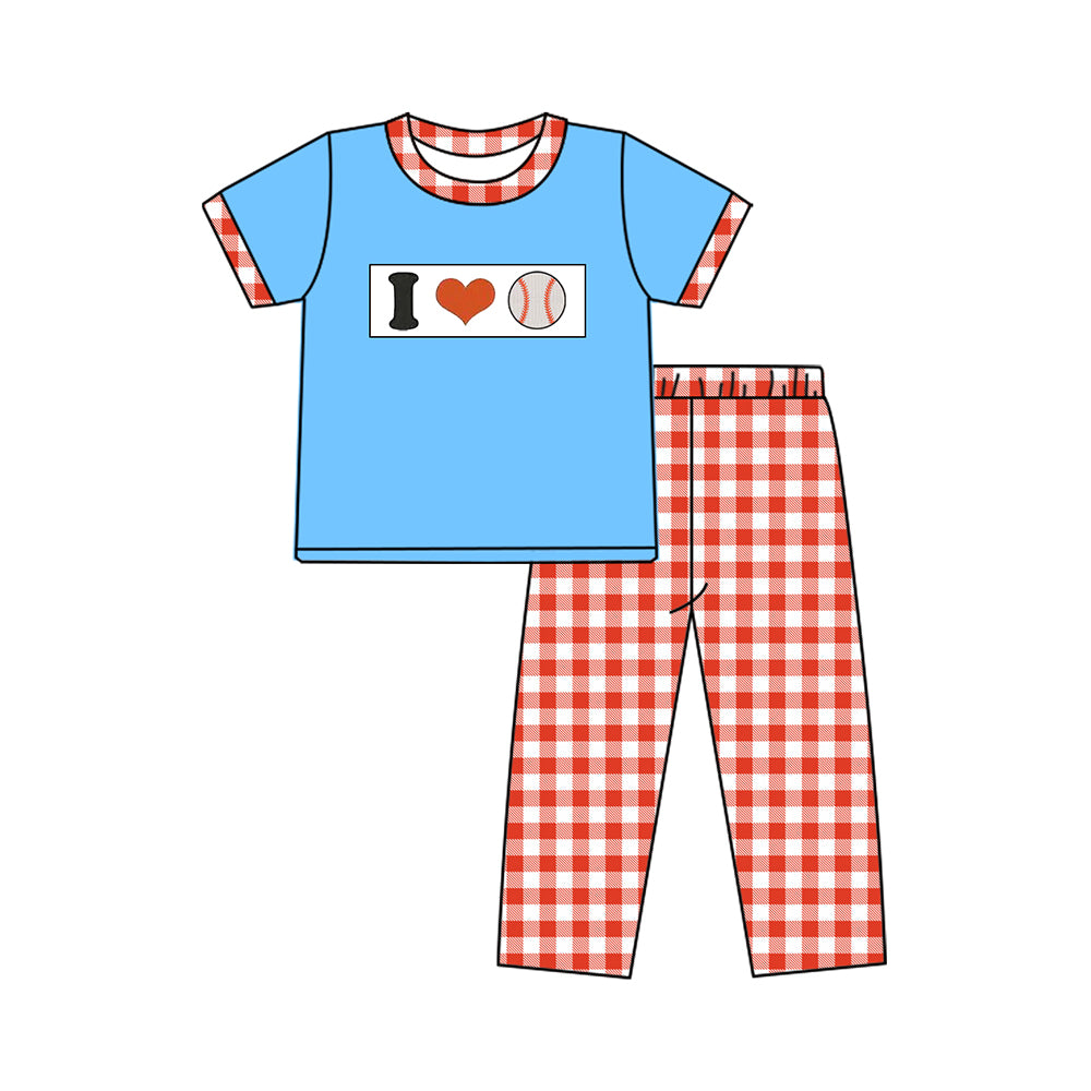 (Pre Order) No moq BSPO0620 Pre-order baby boy clothes blue short sleeve pants sets -2025.10.22