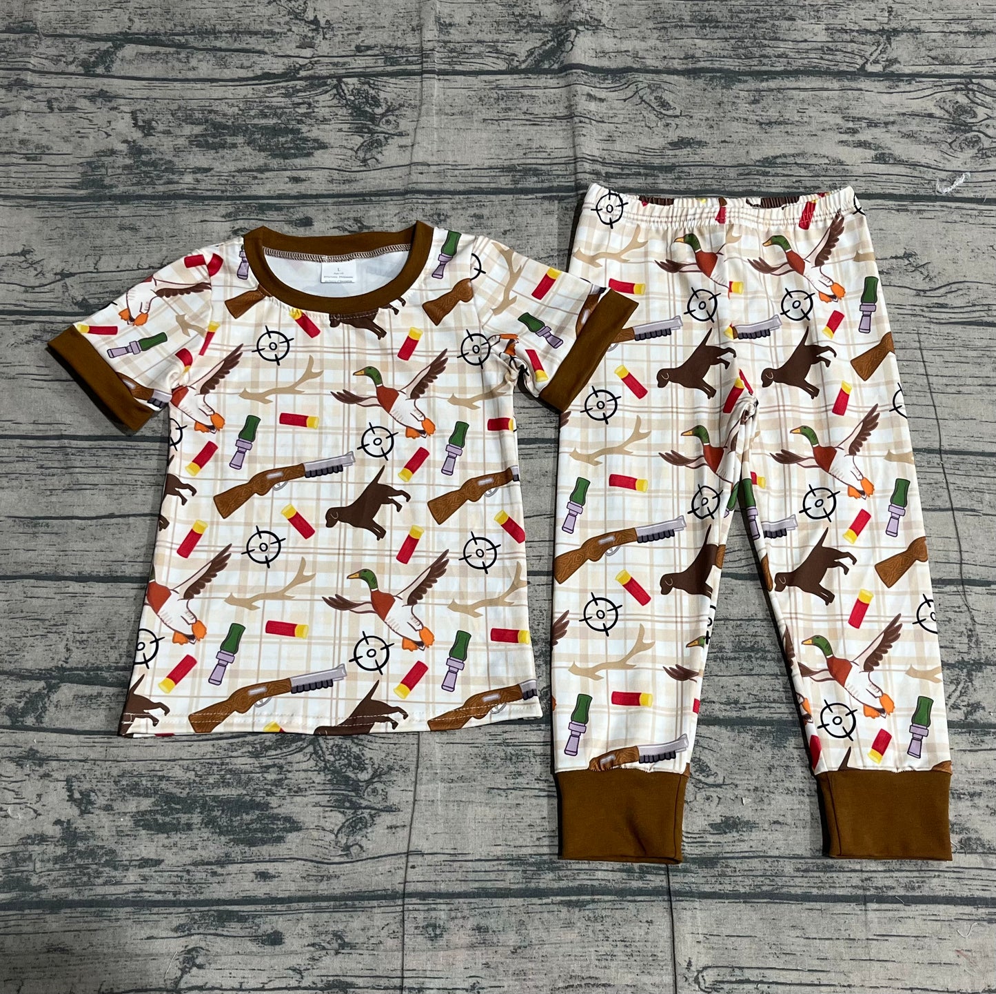 (Pre Order) No moq BSPO0634 Pre-order baby boy clothes gun puppy short sleeve pants sets-2025.11.20