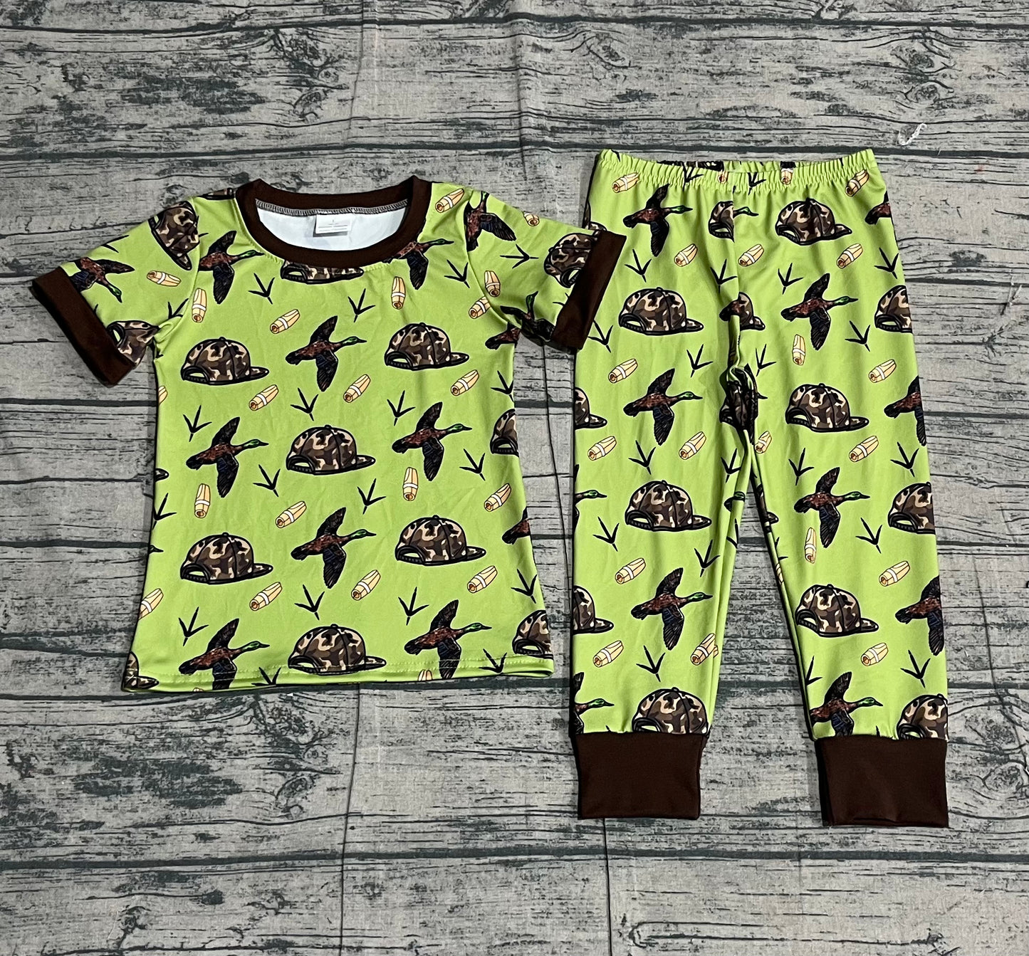 (Pre Order) No moq BSPO0636 Pre-order baby boy clothes duck hat green short sleeve pants sets-2025.11.20