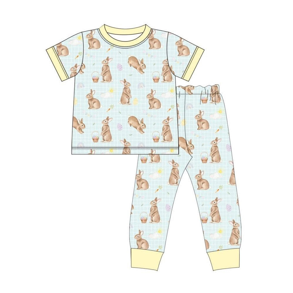 (Pre Order) No moq BSPO0646 Pre-order baby boy clothes easter bunny short sleeve pants sets-2025.11.19