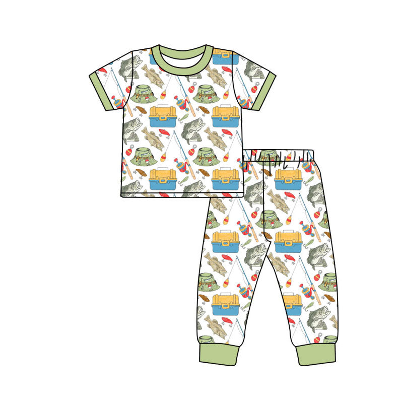 (Pre Order) No moq BSPO0647 Pre-order baby boy clothes fishing short sleeve pants sets-2025.11.25