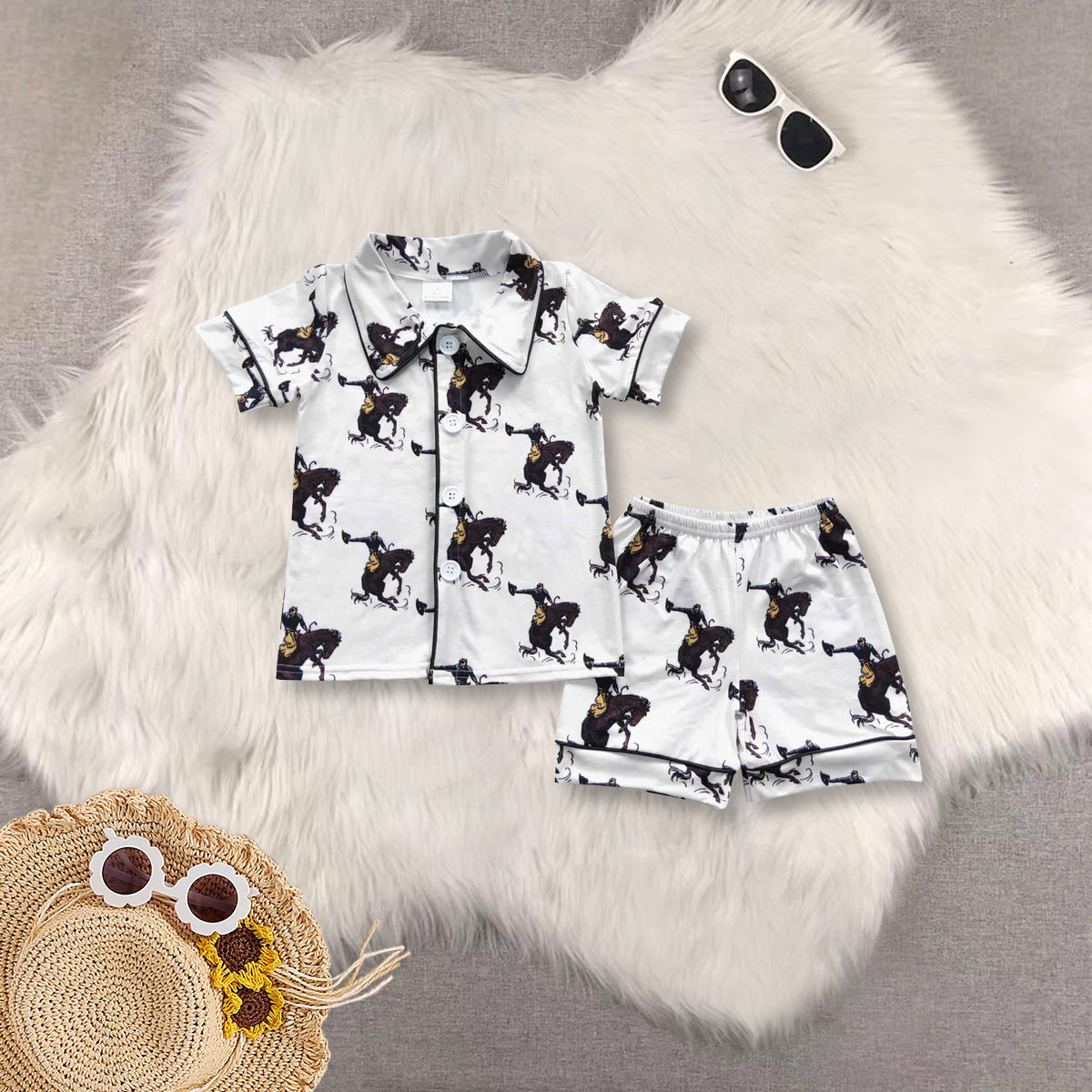 RTS NO MOQ Baby boy clothes Short Sleeve shorts pajamas Suit