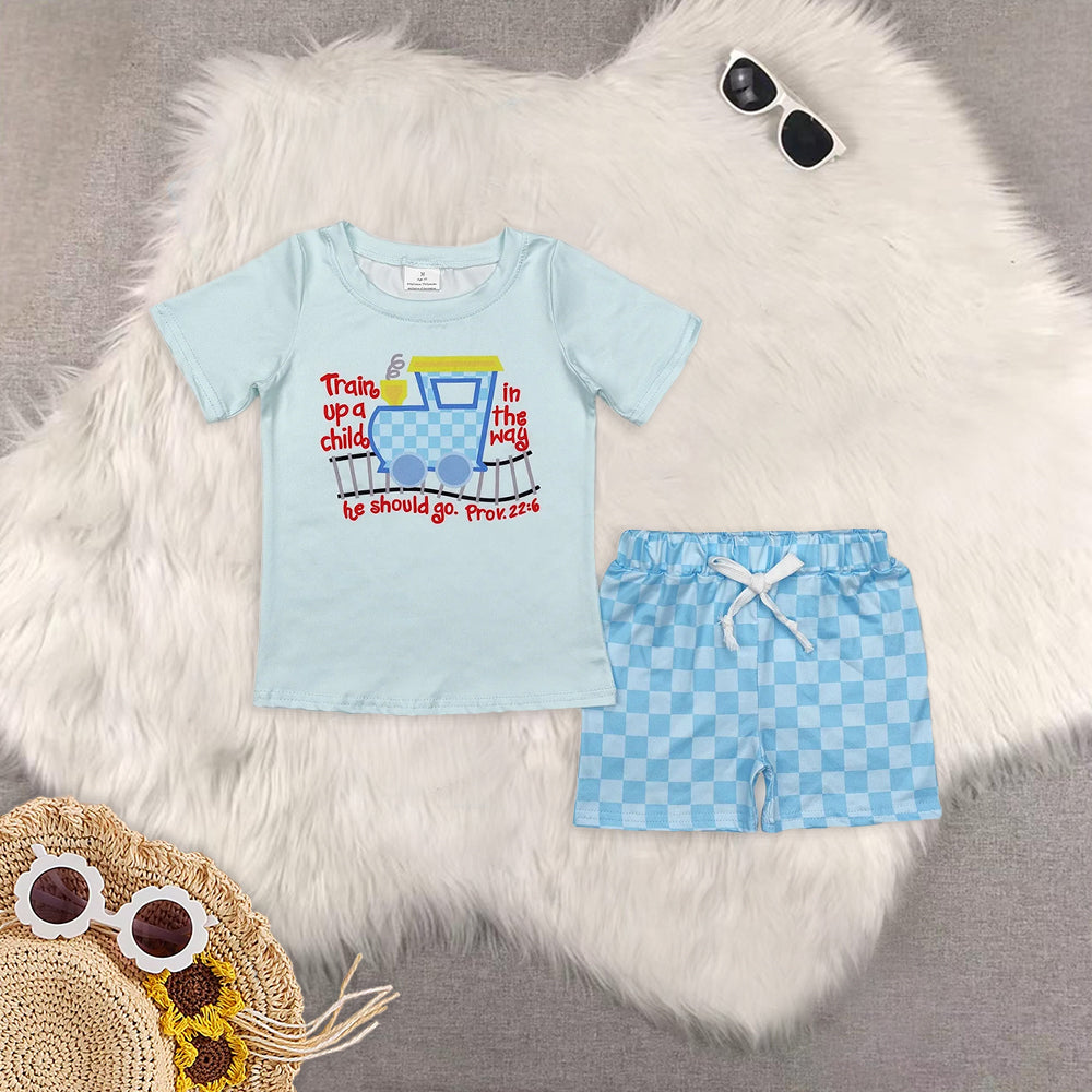 RTS NO MOQ boy and girls short-sleeved shorts suit & short-sleeved sets