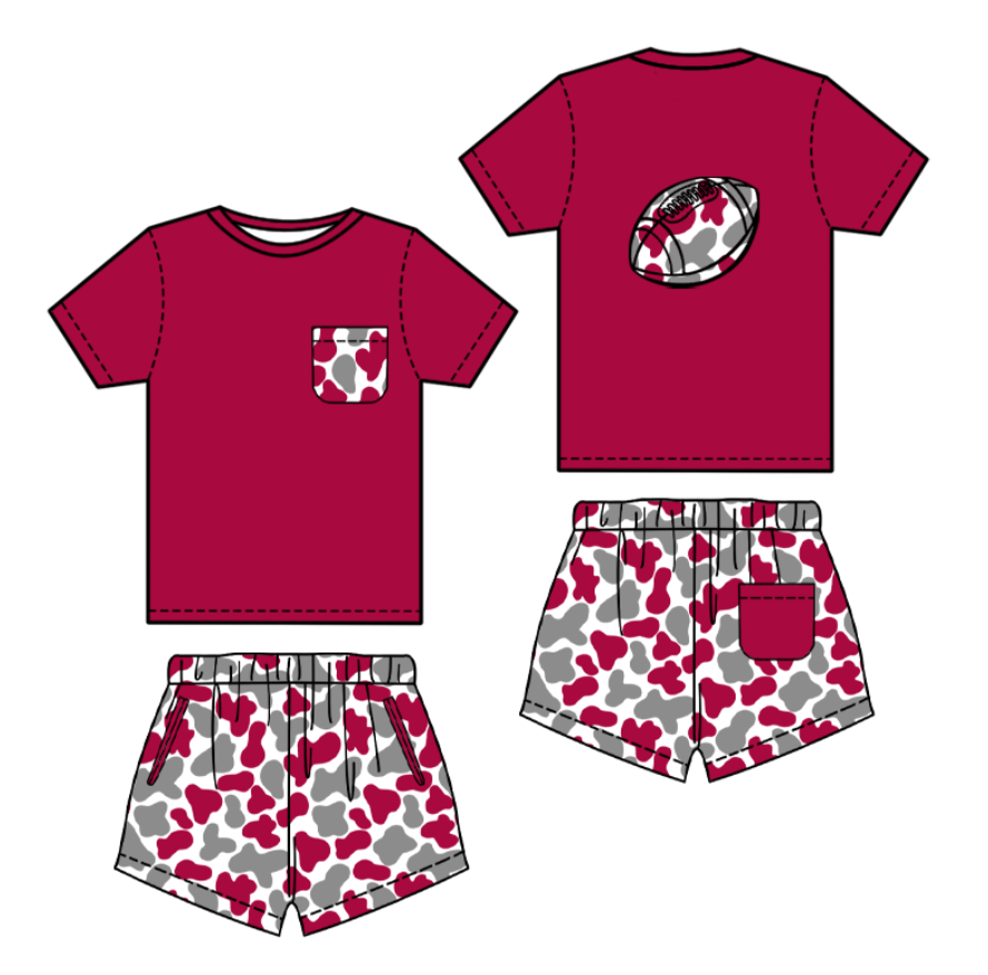 (Pre Order) No moq BSSO1553 PRE-ORDER baby boys clothes team camouflage short sleeve shorts set-2025.10.2