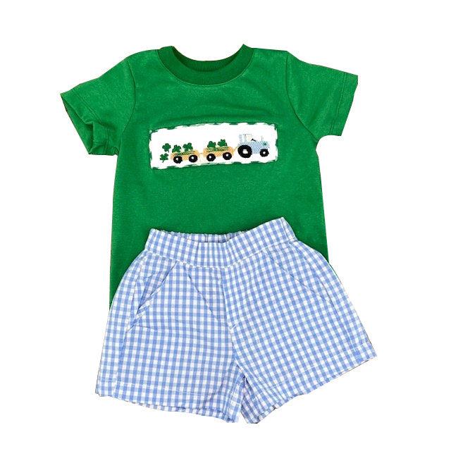(Pre Order) No moq BSSO1571 PRE-ORDER baby boys clothes green short sleeve shorts set-2025.10.13