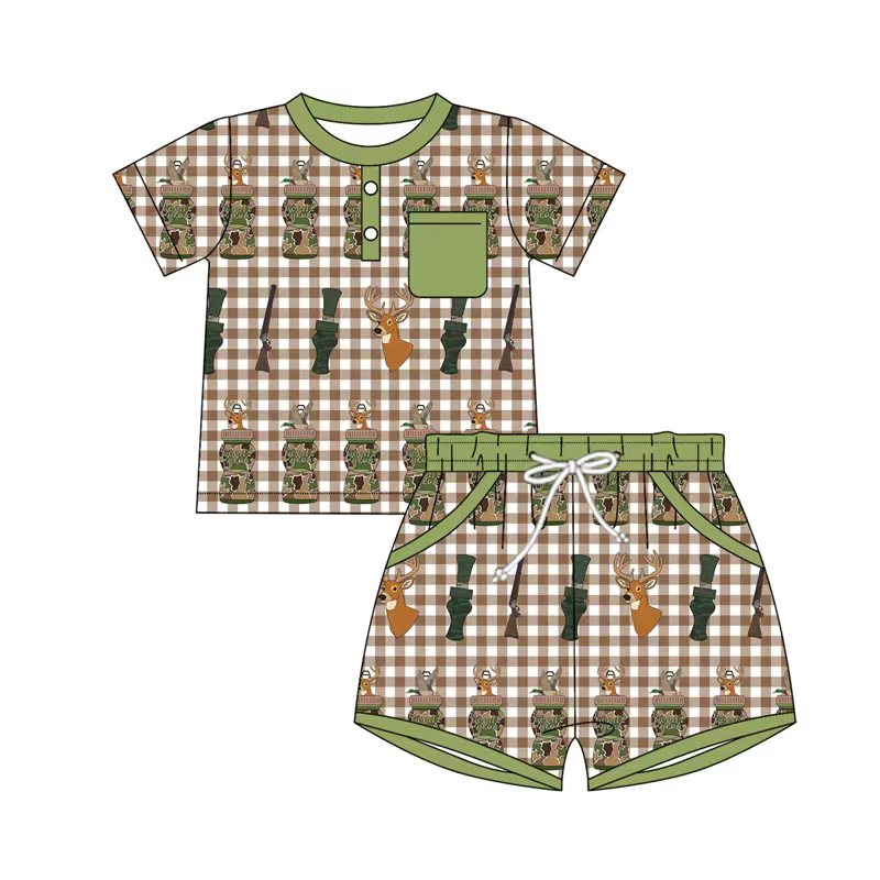 (Pre Order) No moq BSSO1574 PRE-ORDER baby boys clothes camouflage short sleeve shorts set-2025.10.15