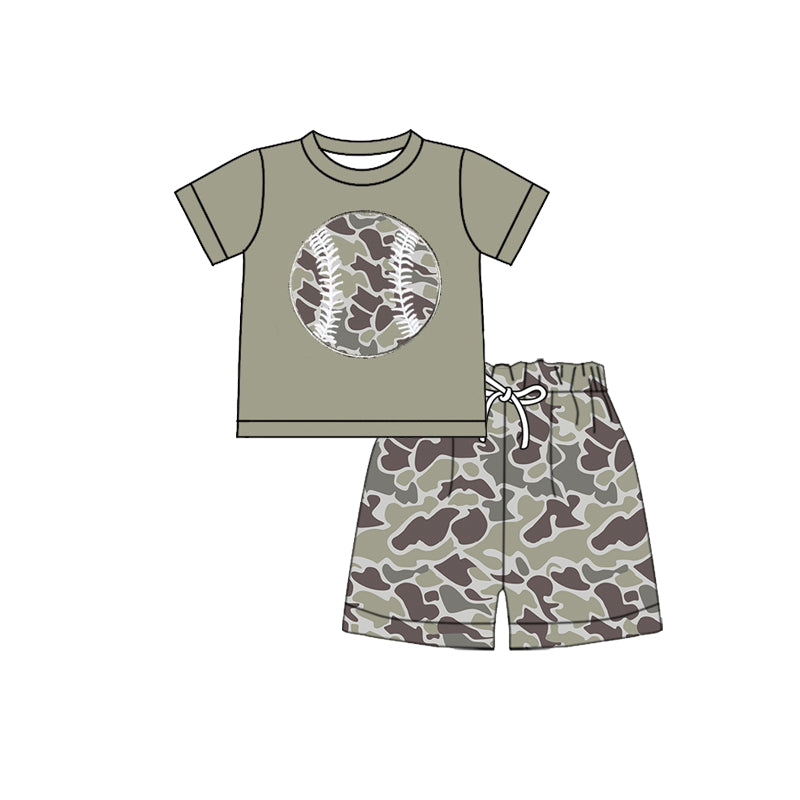 (Pre Order) No moq BSSO1594 PRE-ORDER baby boys clothes camouflage short sleeve shorts set-2025.10.20