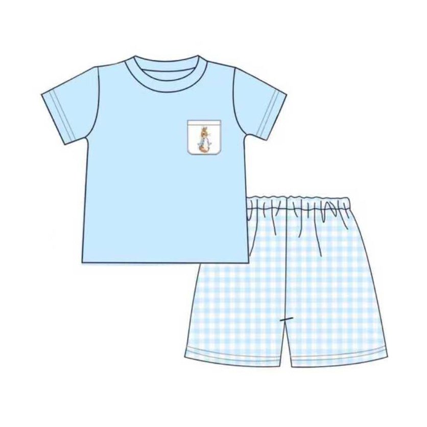 (Pre Order) No moq BSSO1612 Pre-order baby boy clothes easter short sleeve shorts sets-2025.10.23