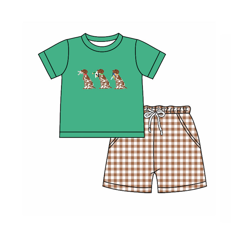 (Pre Order) No moq BSSO1622 Pre-order baby boy clothes puppy duck short sleeve shorts sets-2025.10.24