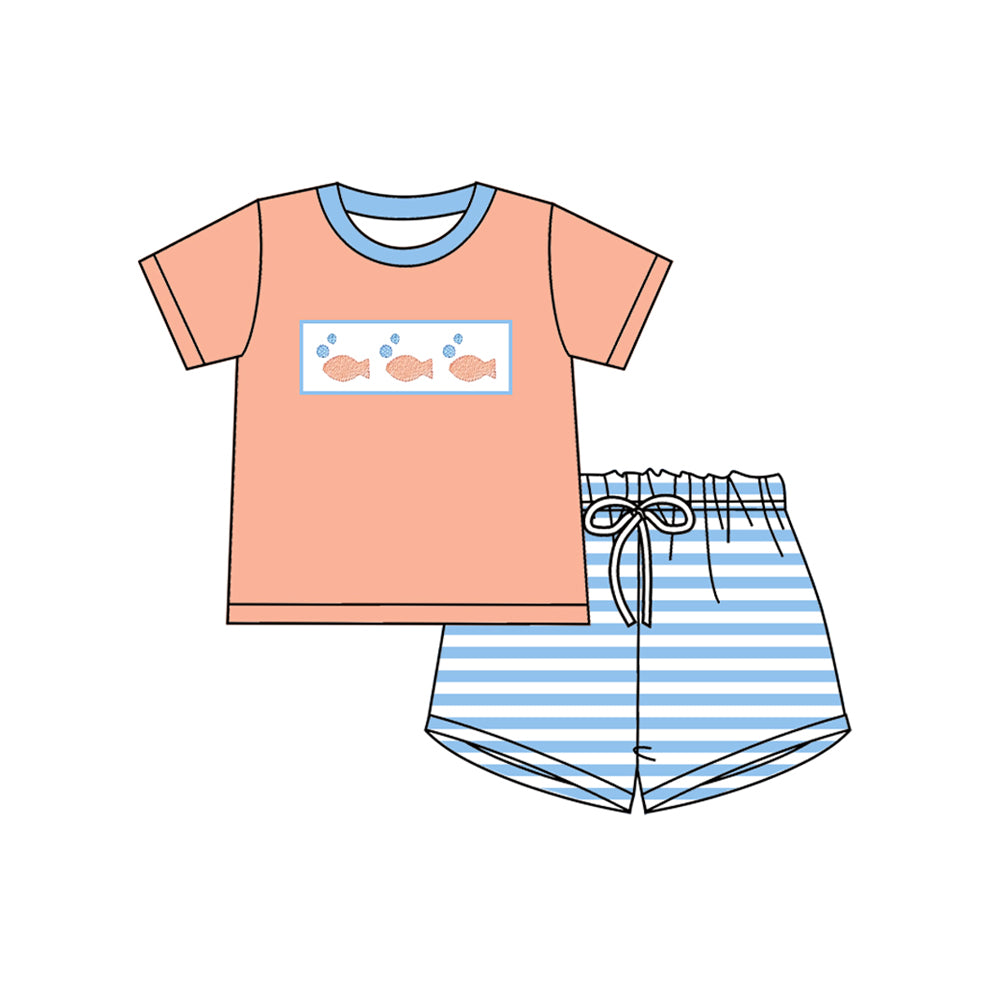 (Pre Order) No moq BSSO1625 Pre-order baby boy clothes short sleeve shorts sets-2025.10.25