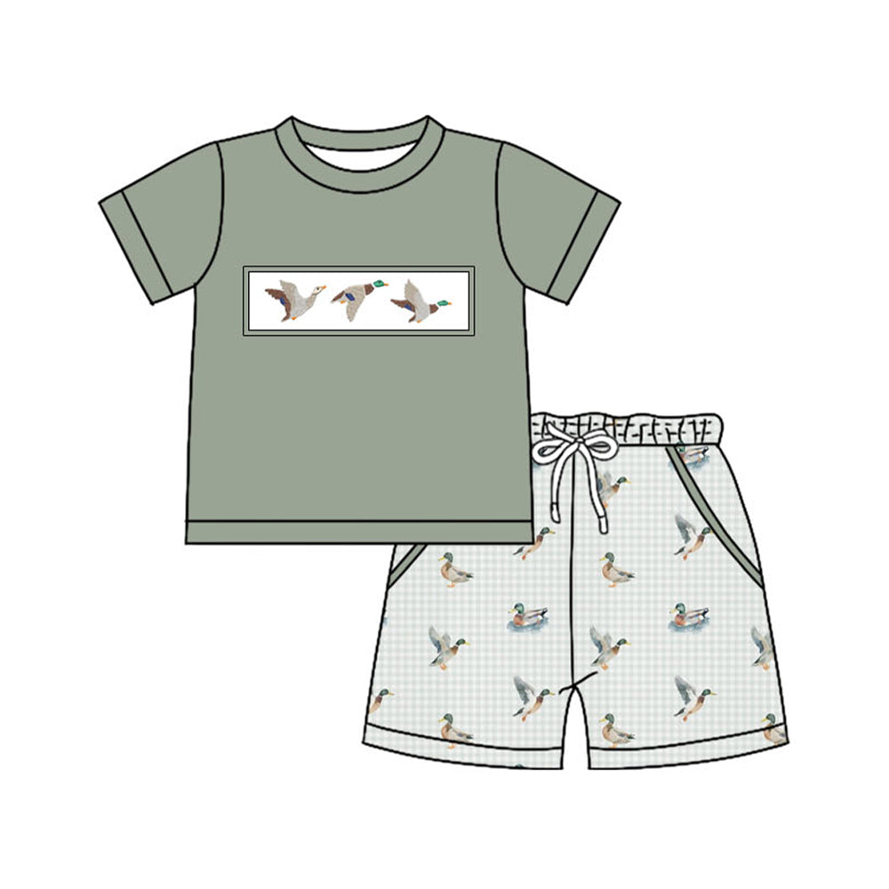 (Pre Order) No moq BSSO1639 Pre-order baby boy clothes duck short sleeve shorts sets-2025.10.31