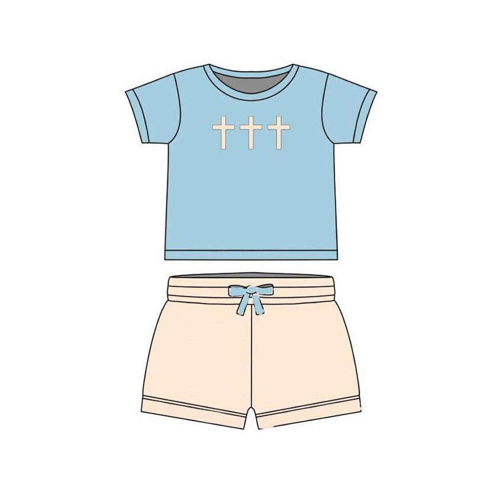(Pre Order) No moq BSSO1662 Pre-order baby boy clothes easter short sleeve shorts sets-2025.11.11