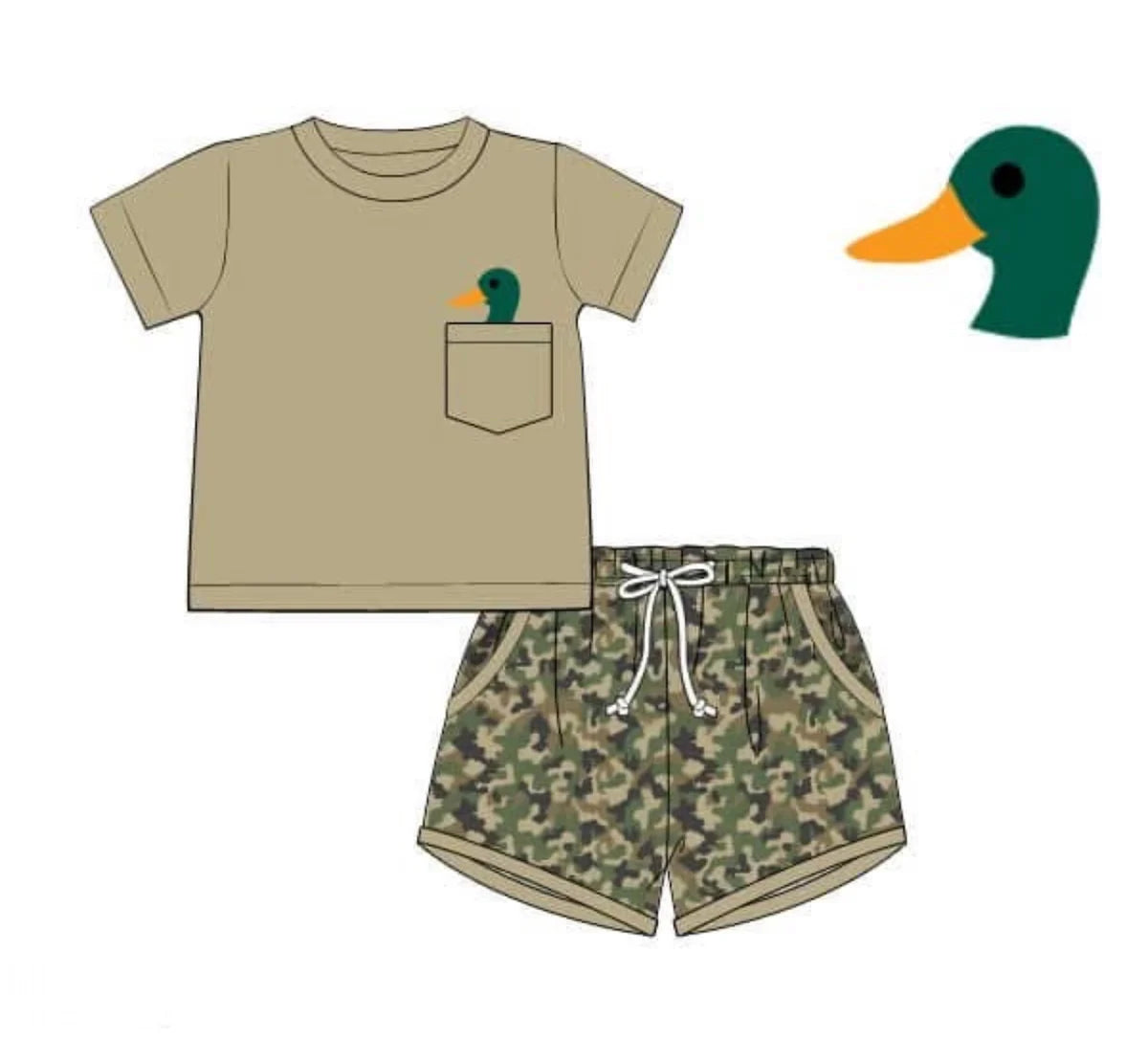 (Pre Order) No moq BSSO1686 Pre-order baby boy clothes duck short sleeve shorts sets-2025.11.14