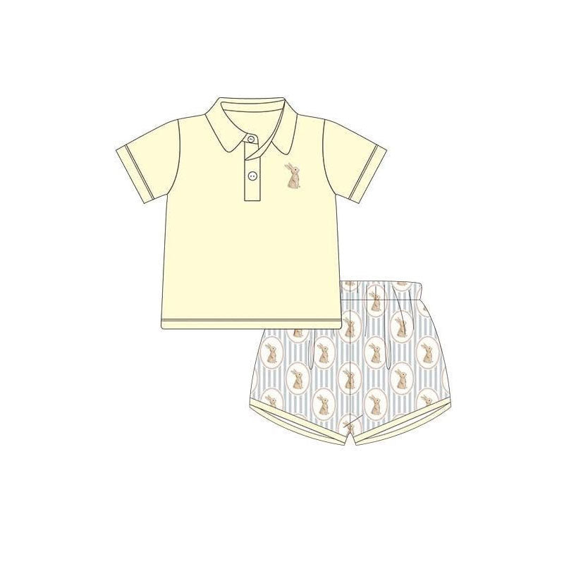(Pre Order) No moq BSSO1706 Pre-order baby boy clothes easter short sleeve shorts sets-2025.11.19