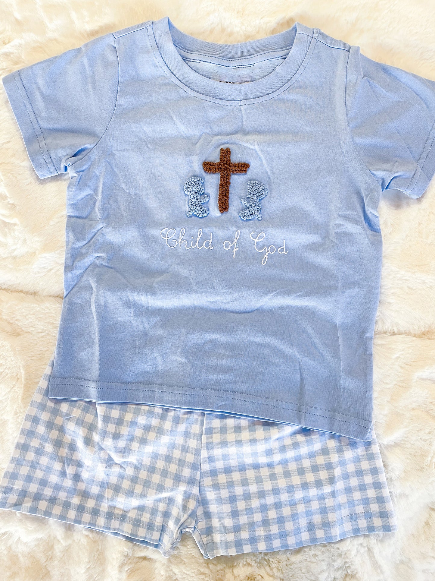 (Pre Order) No moq BSSO1714 Pre-order baby boy clothes easter blue short sleeve shorts sets-2025.11.20