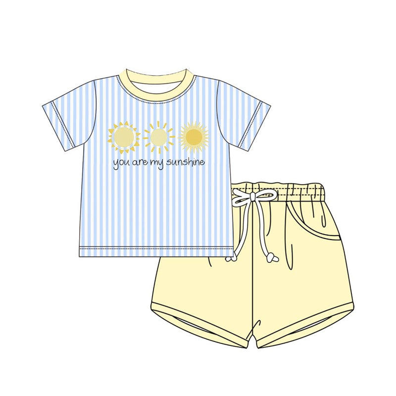 (Pre Order) No moq BSSO1734 Pre-order baby boy clothes sunshine short sleeve shorts sets-2025.11.24