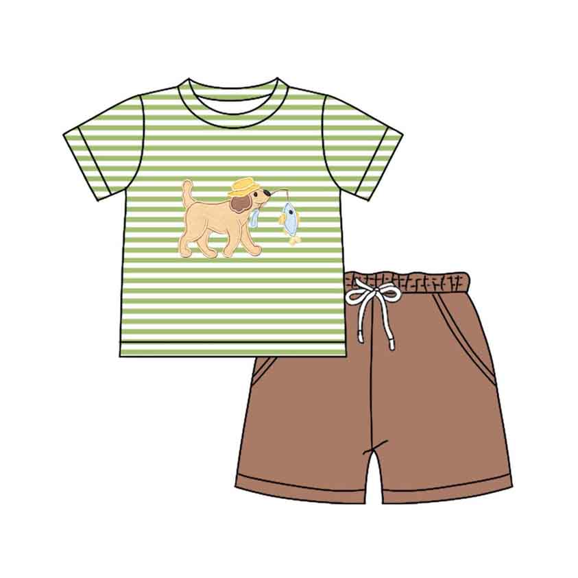 (Pre Order) No moq Pre-order baby boy clothes puppy short sleeve shorts sets-2025.12.5